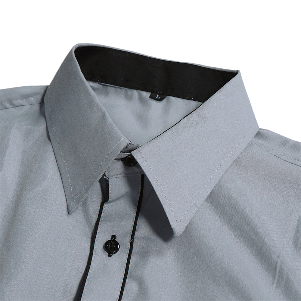 Men'S solid Color Lapel Short Sleeved Shirt