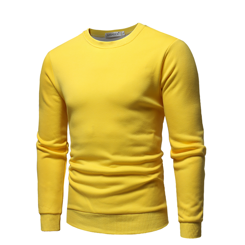 Men's Round Neck Solid Color Long-Sleeved Casual Sweater