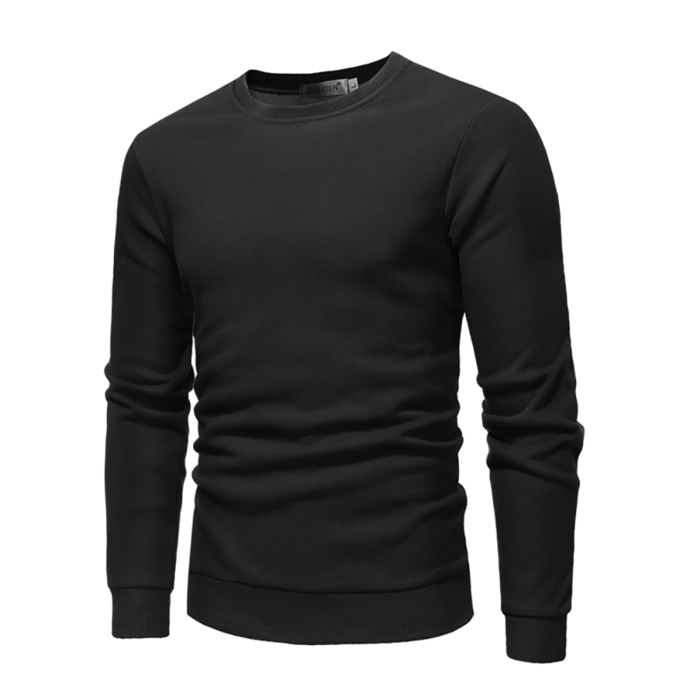 Men's Round Neck Solid Color Long-Sleeved Casual Sweater