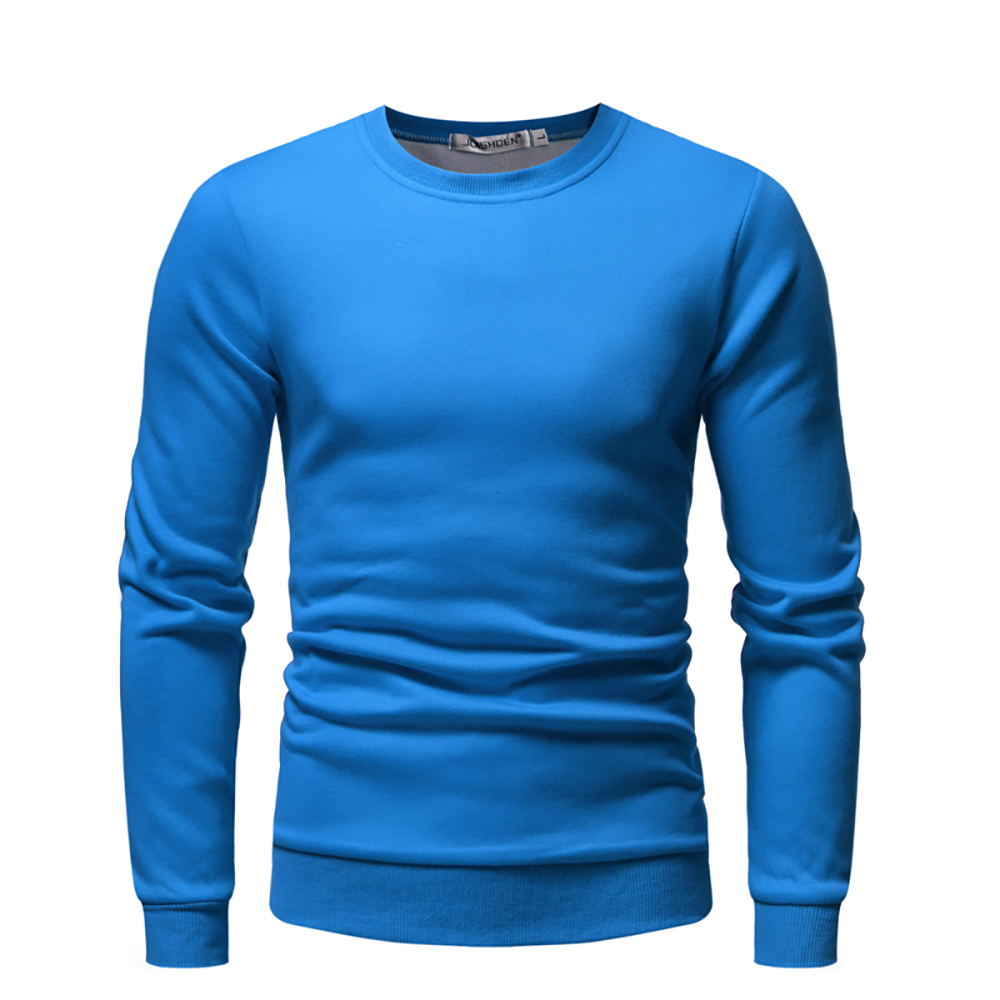 Men's Round Neck Solid Color Long-Sleeved Casual Sweater