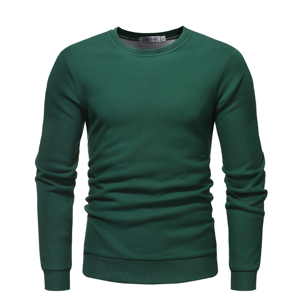 Men's Round Neck Solid Color Long-Sleeved Casual Sweater