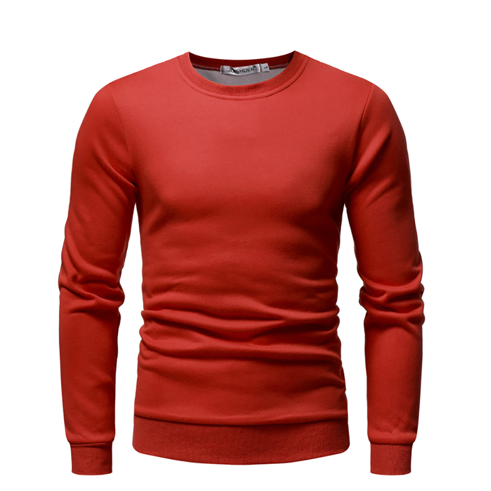 Men's Round Neck Solid Color Long-Sleeved Casual Sweater