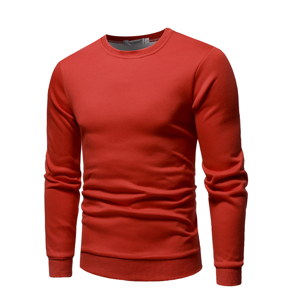 Men's Round Neck Solid Color Long-Sleeved Casual Sweater