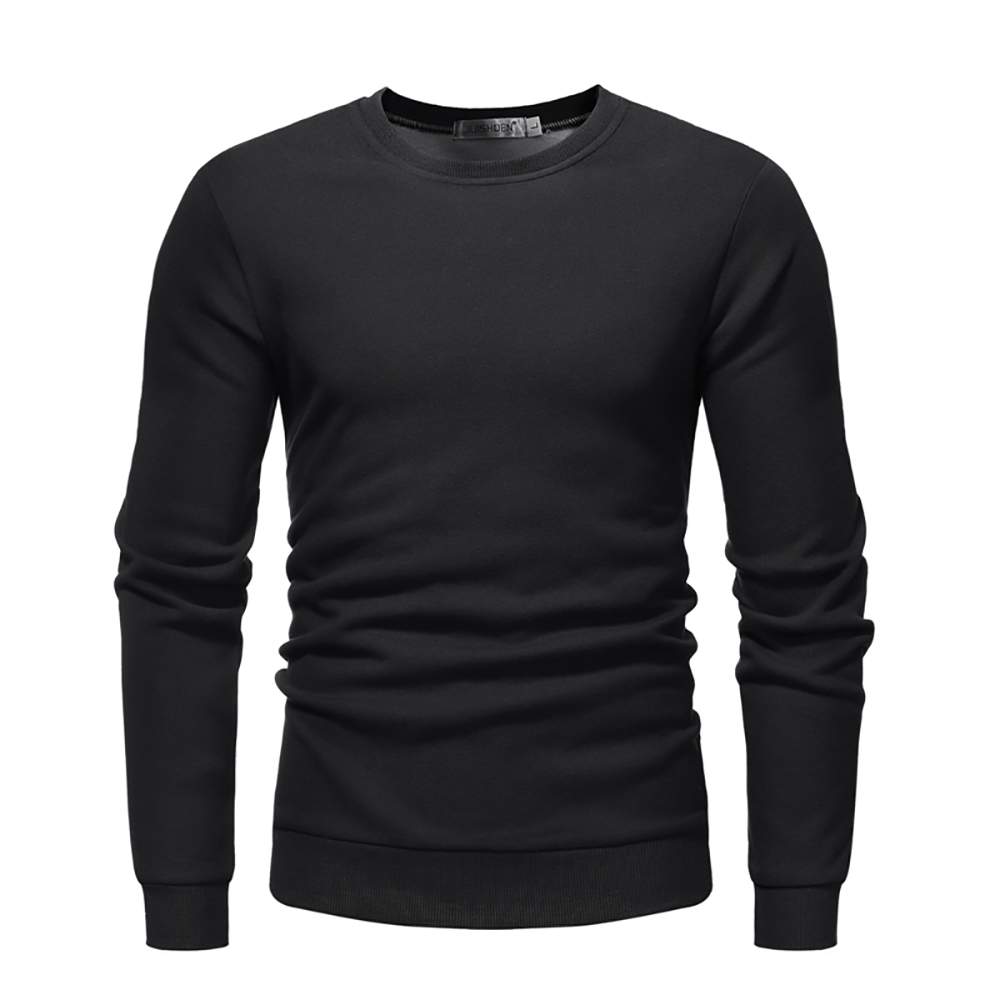 Men's Round Neck Solid Color Long-Sleeved Casual Sweater