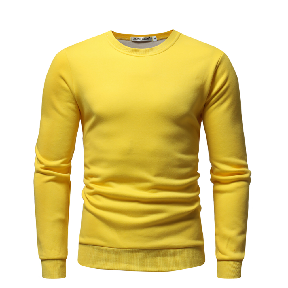 Men's Round Neck Solid Color Long-Sleeved Casual Sweater