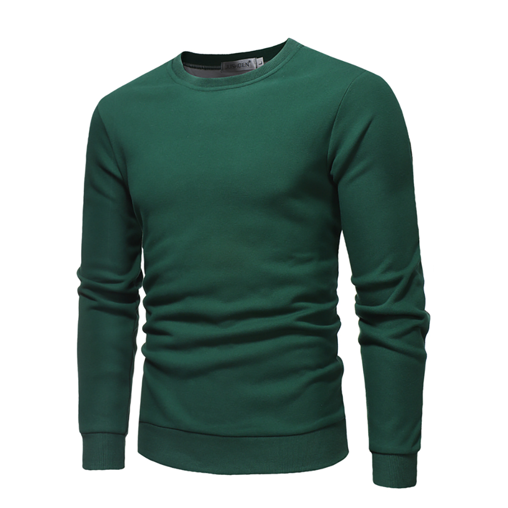 Men's Round Neck Solid Color Long-Sleeved Casual Sweater