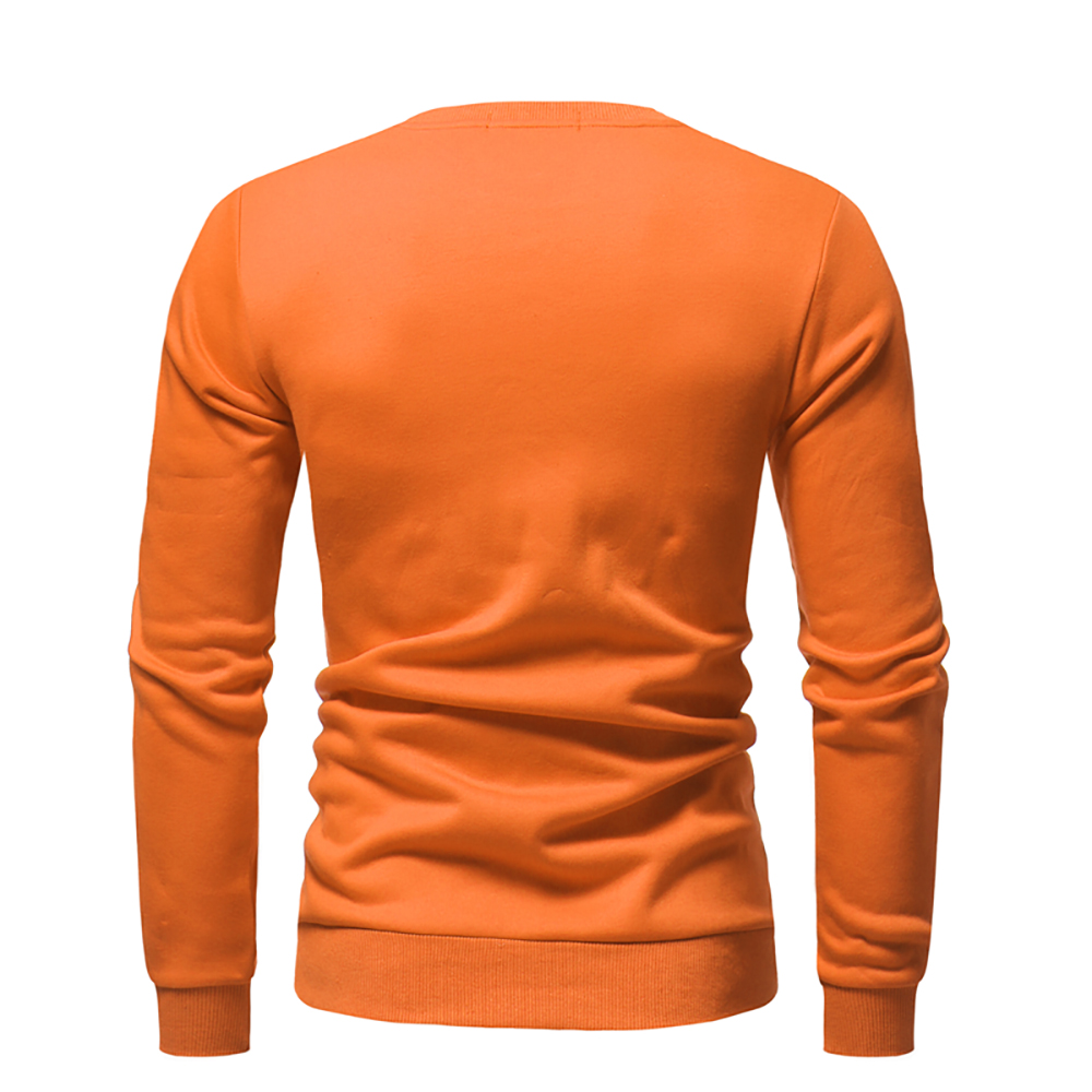 Men's Round Neck Solid Color Long-Sleeved Casual Sweater