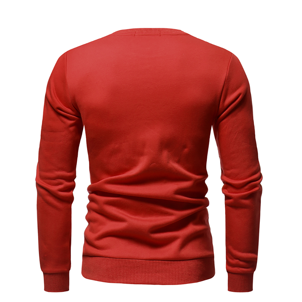 Men's Round Neck Solid Color Long-Sleeved Casual Sweater