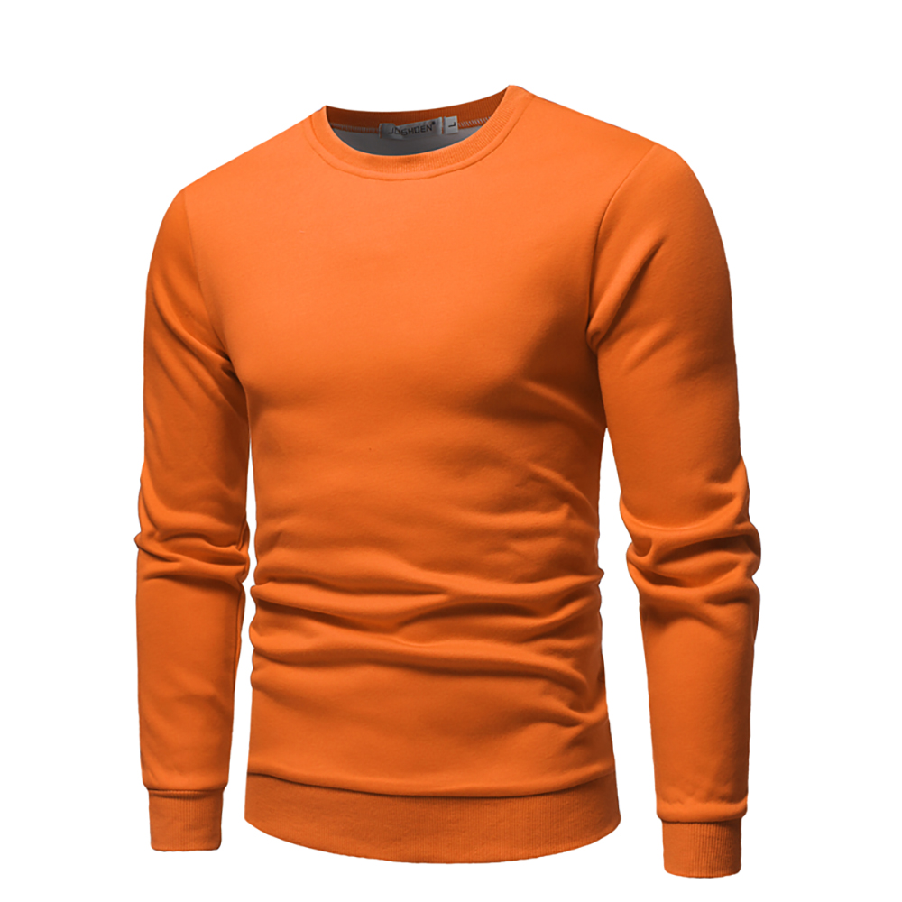 Men's Round Neck Solid Color Long-Sleeved Casual Sweater