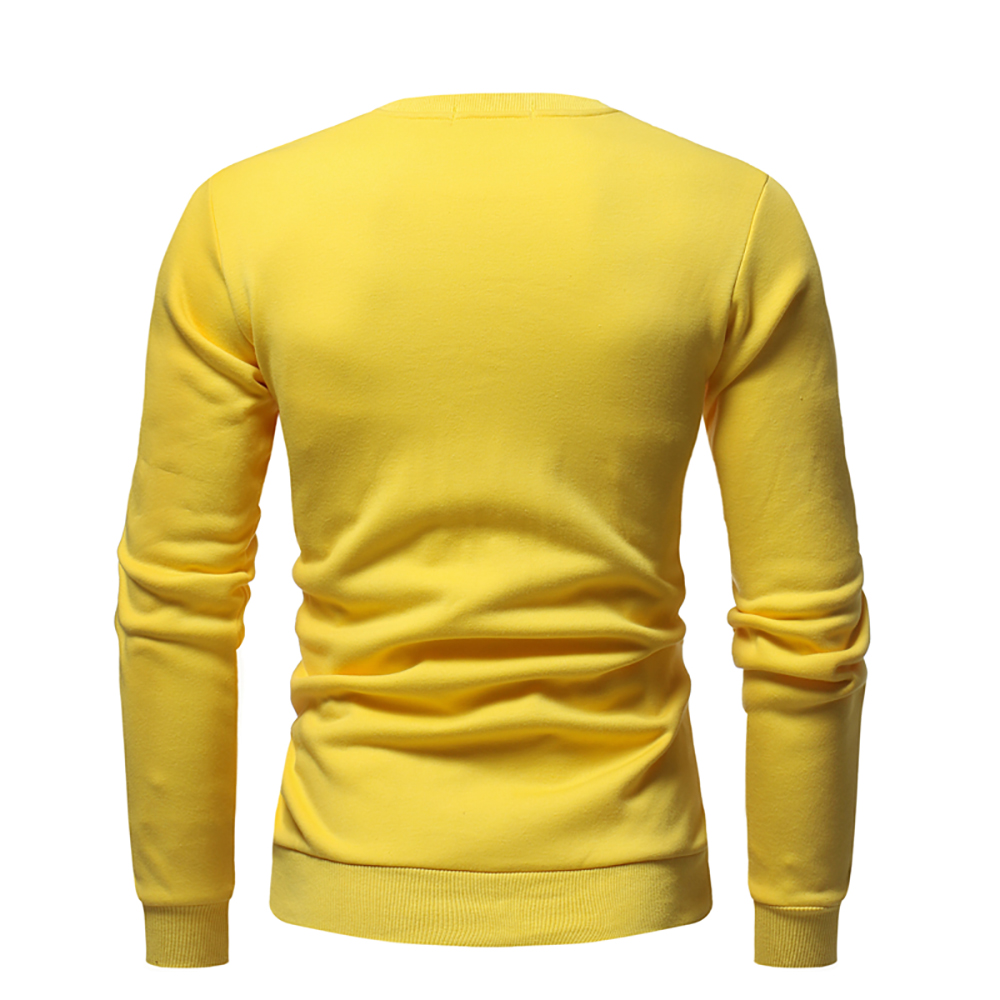 Men's Round Neck Solid Color Long-Sleeved Casual Sweater