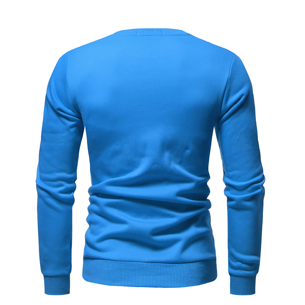 Men's Round Neck Solid Color Long-Sleeved Casual Sweater