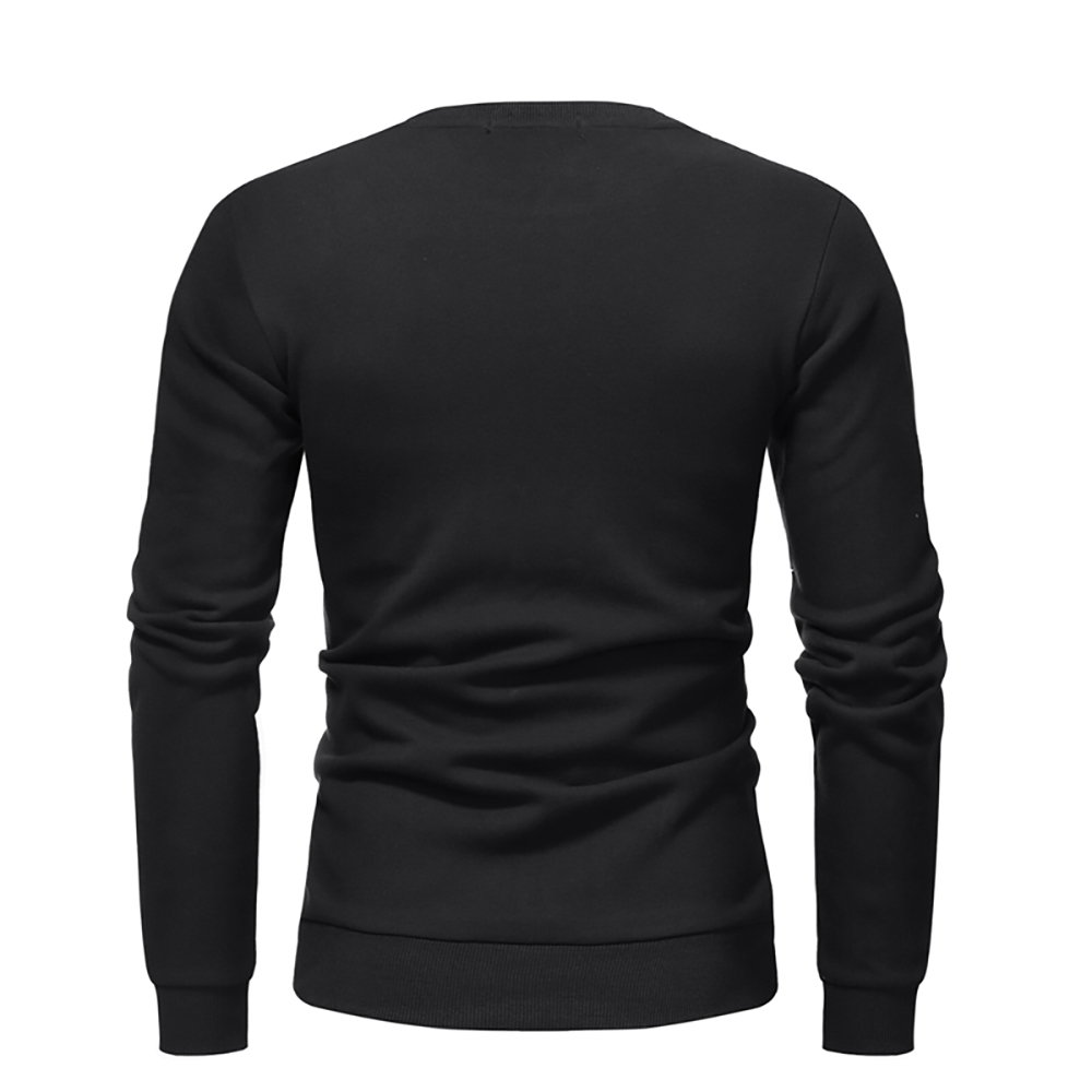 Men's Round Neck Solid Color Long-Sleeved Casual Sweater