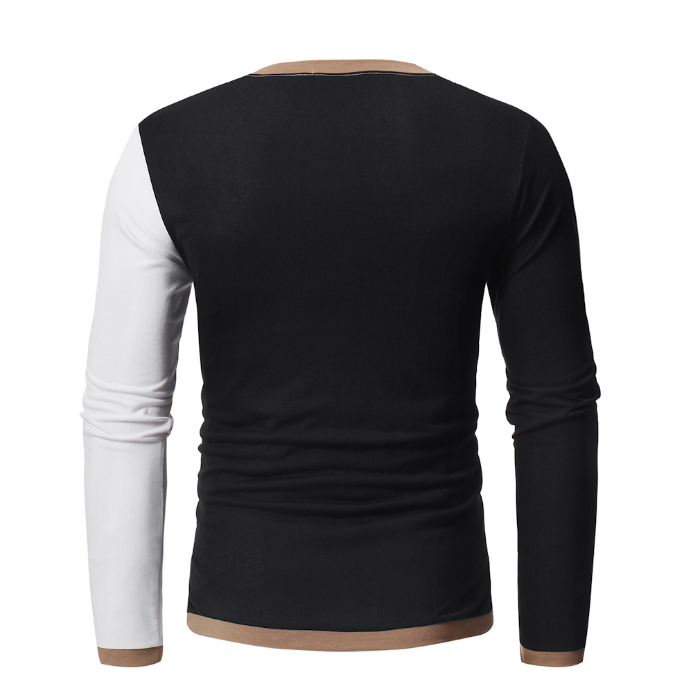 Men's Contrast Long Sleeve Casual Slim T-Shirt