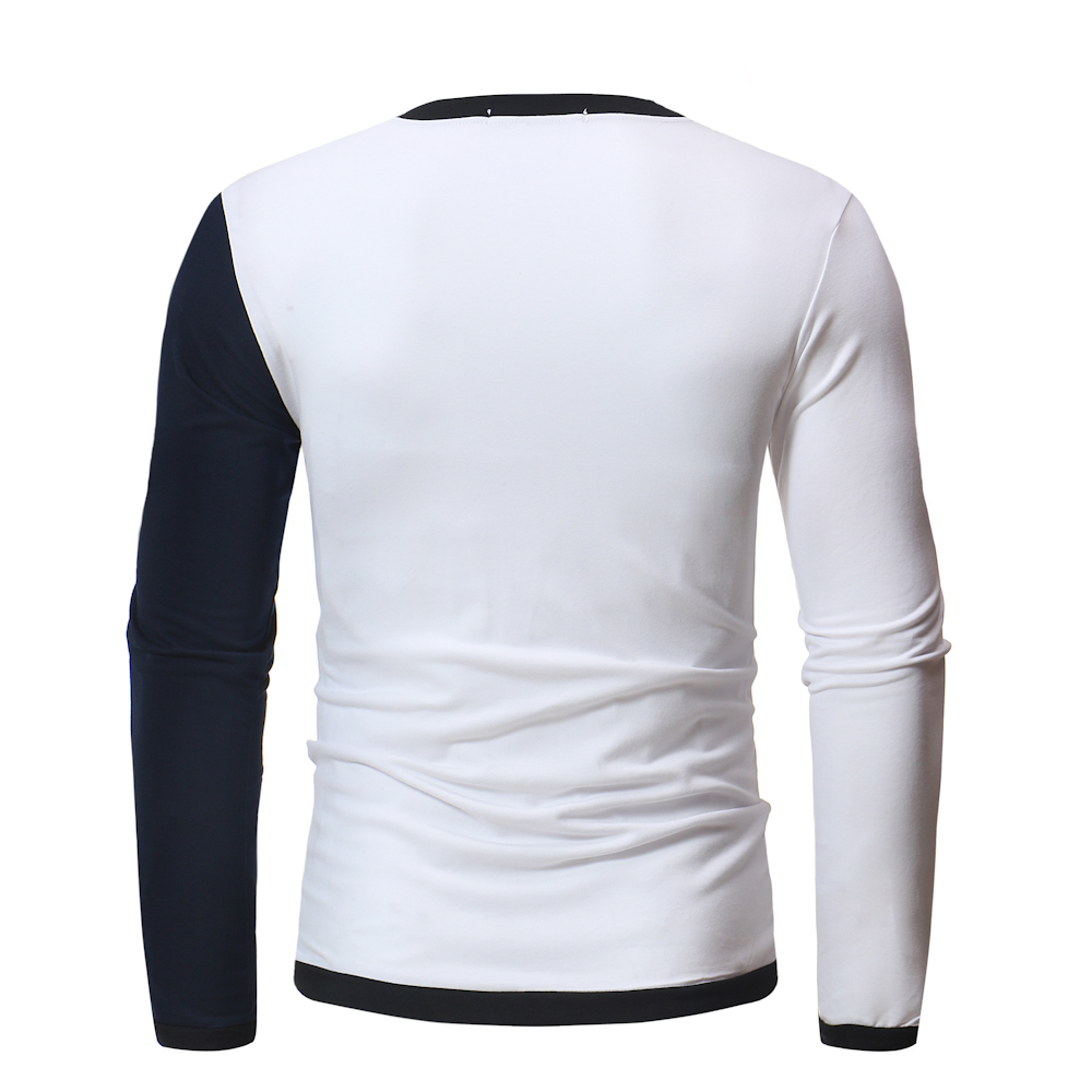 Men's Contrast Long Sleeve Casual Slim T-Shirt