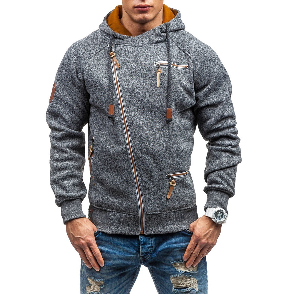 Men's Casual Cationic Long-Sleeved Slim Hoodie