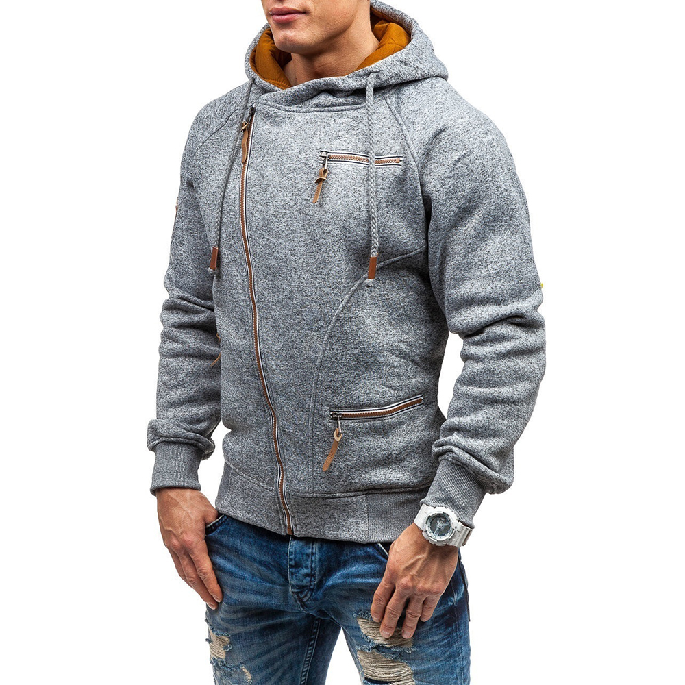 Men's Casual Cationic Long-Sleeved Slim Hoodie