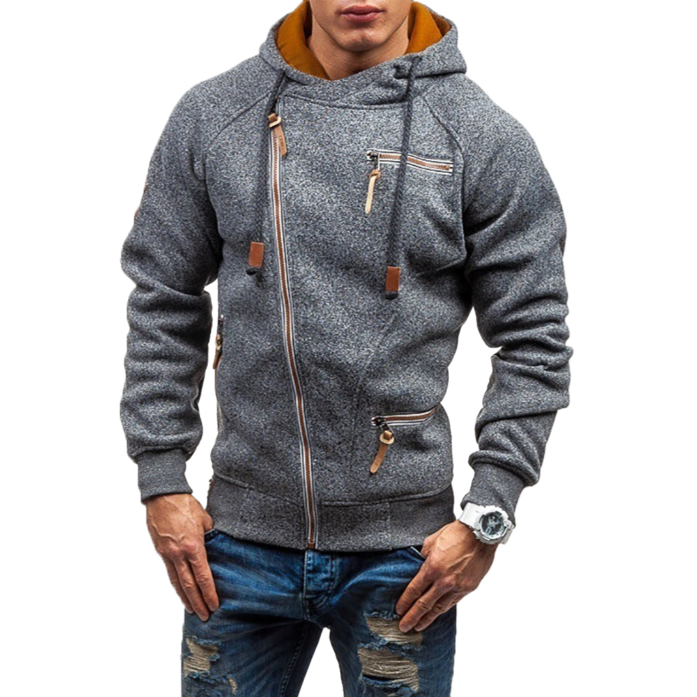 Men's Casual Cationic Long-Sleeved Slim Hoodie