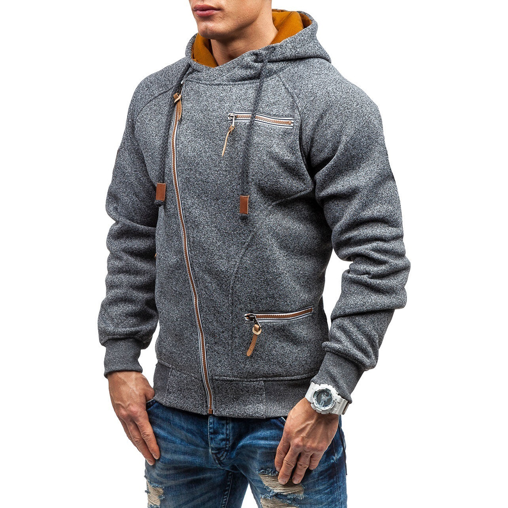 Men's Casual Cationic Long-Sleeved Slim Hoodie