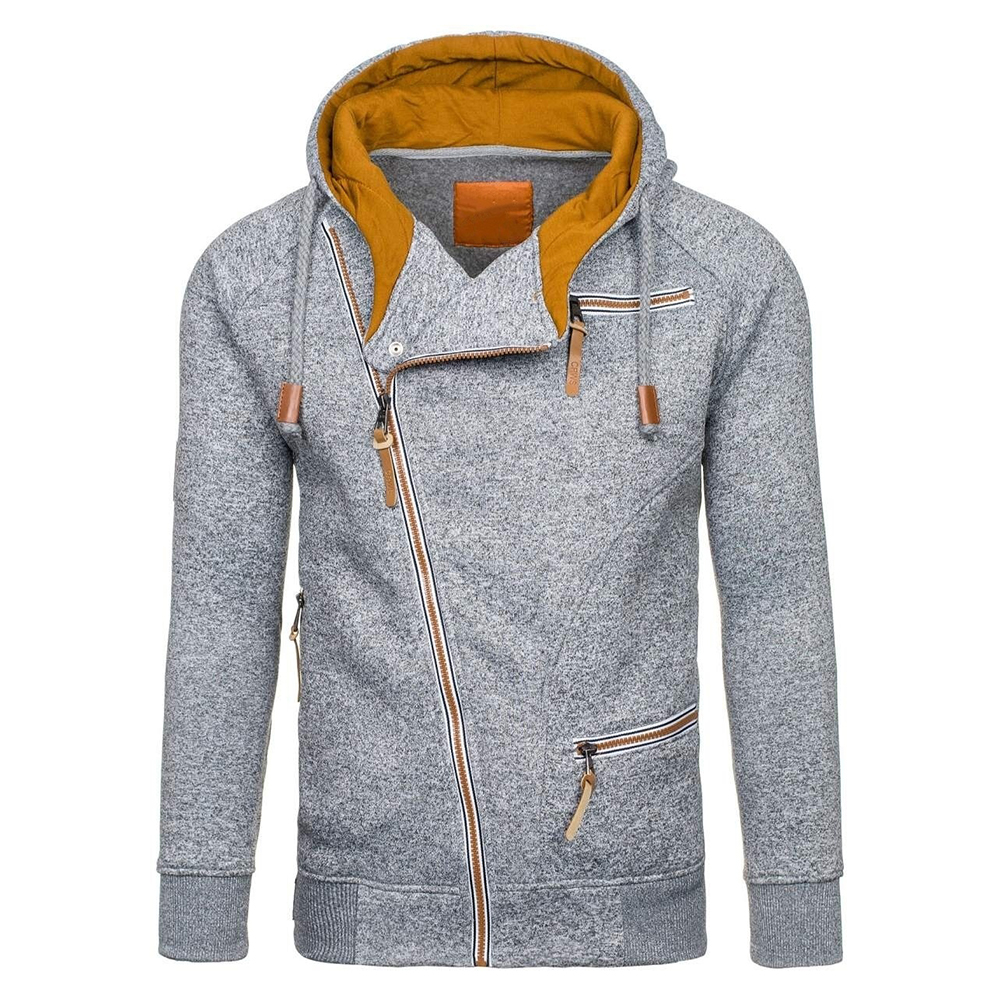 Men's Casual Cationic Long-Sleeved Slim Hoodie