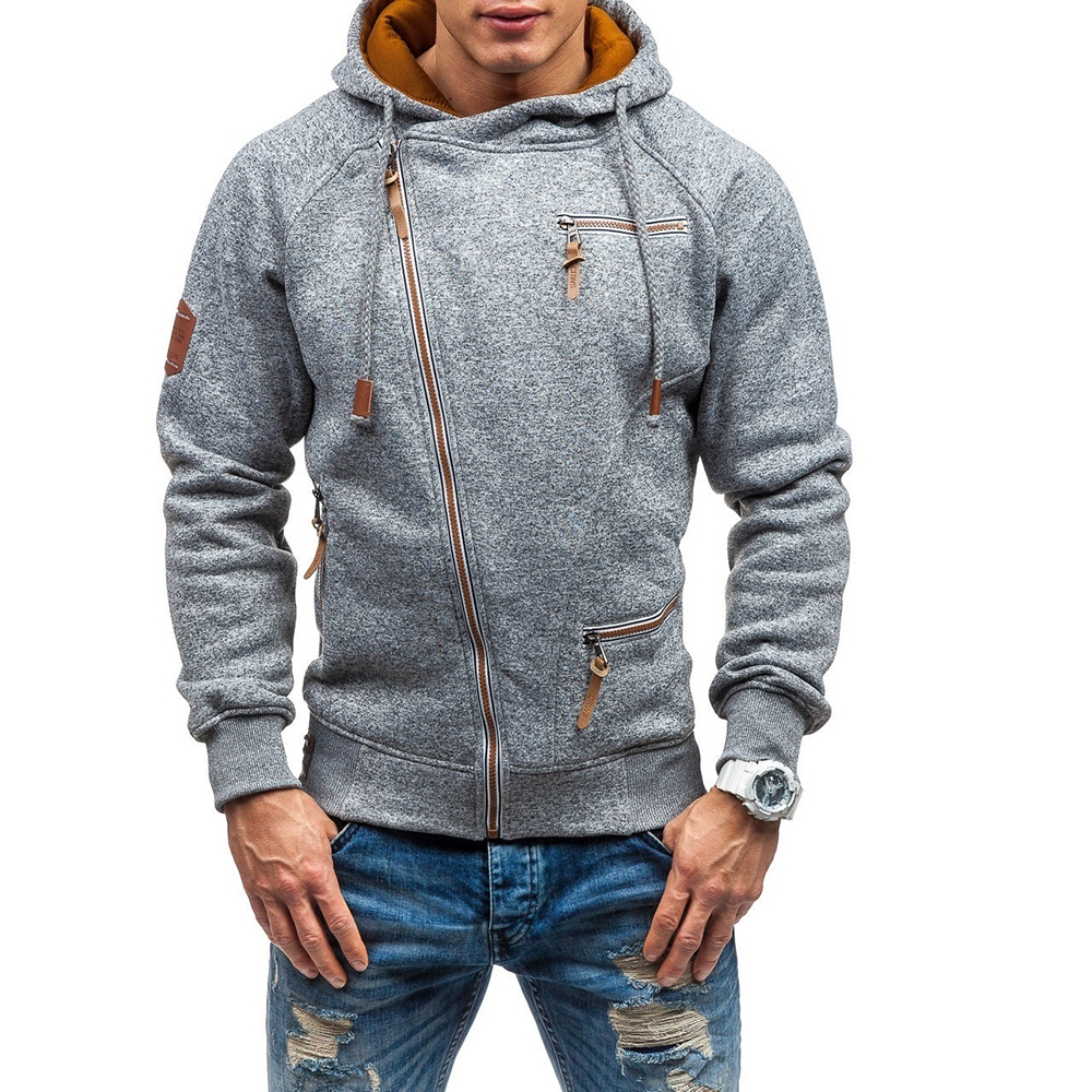 Men's Casual Cationic Long-Sleeved Slim Hoodie