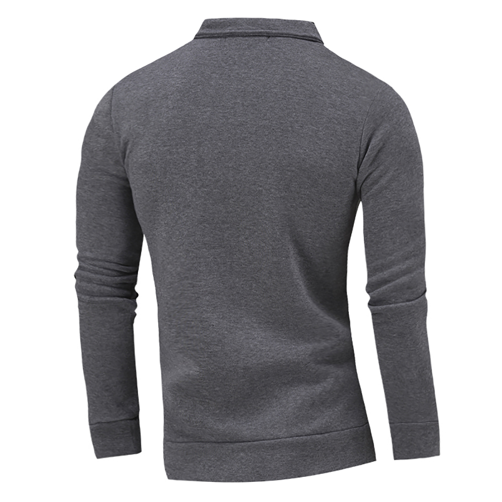 Men's Casual Lapel Long Sleeve Solid Color Hoodie - Black - 4O82464423 ...