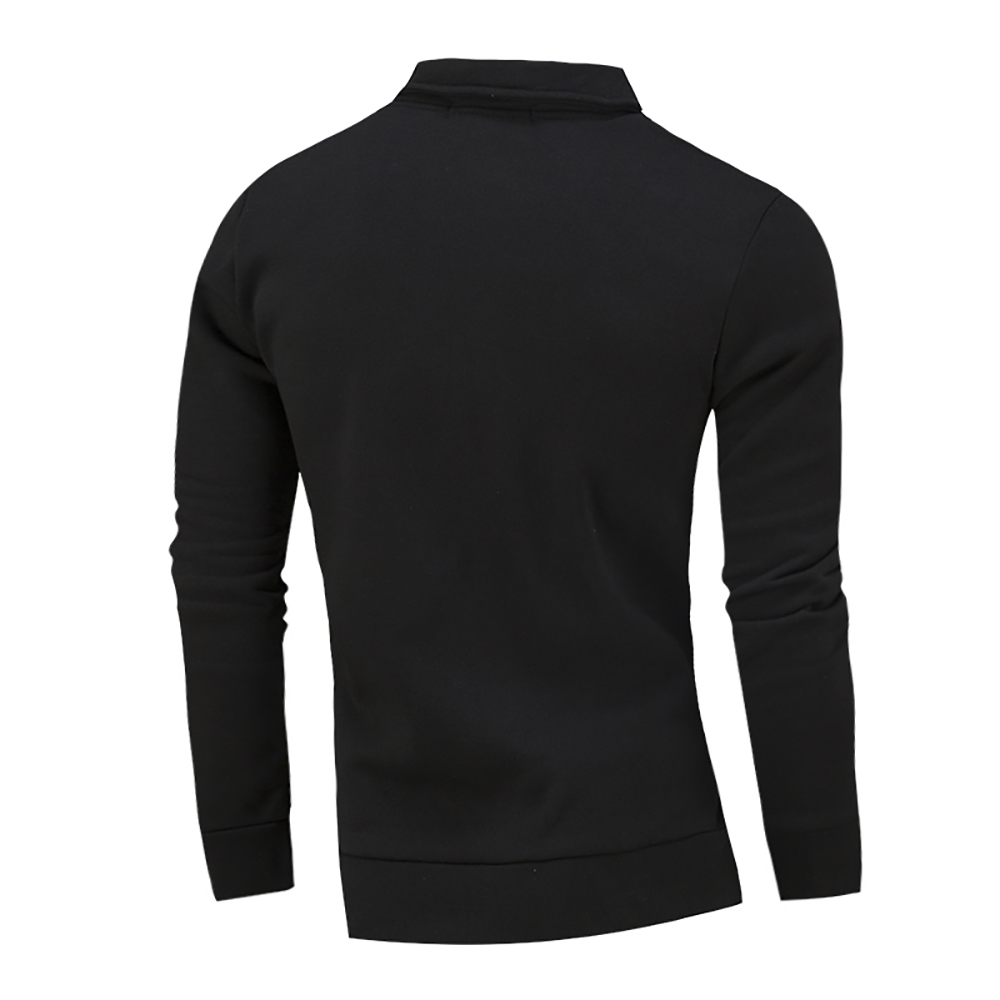 Men's Casual Lapel Long Sleeve Solid Color Hoodie - Black - 4O82464423 ...