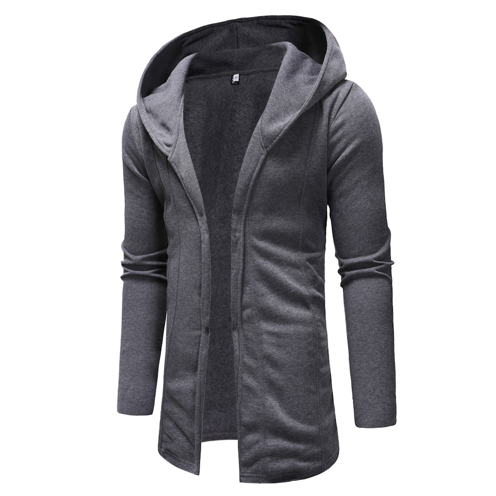 Man Sweater Leisure Time Hoodie Single Color Thickened Fashion Coat