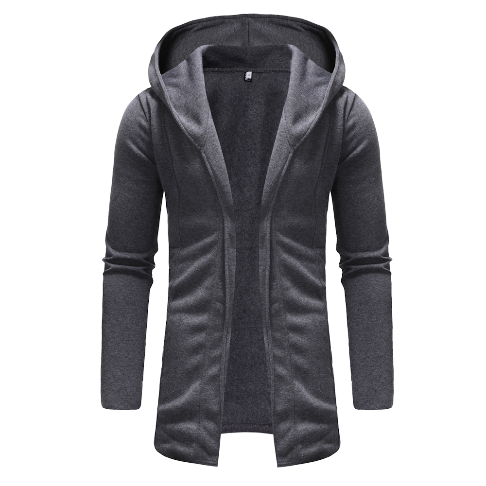 Man Sweater Leisure Time Hoodie Single Color Thickened Fashion Coat