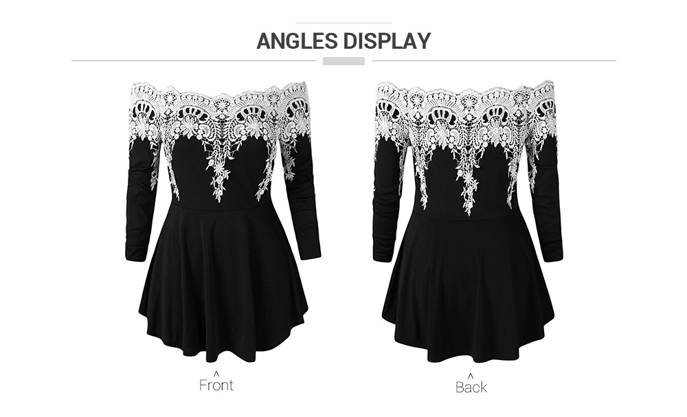 Plus Size Lace Panel Off Shoulder Peplum Tee