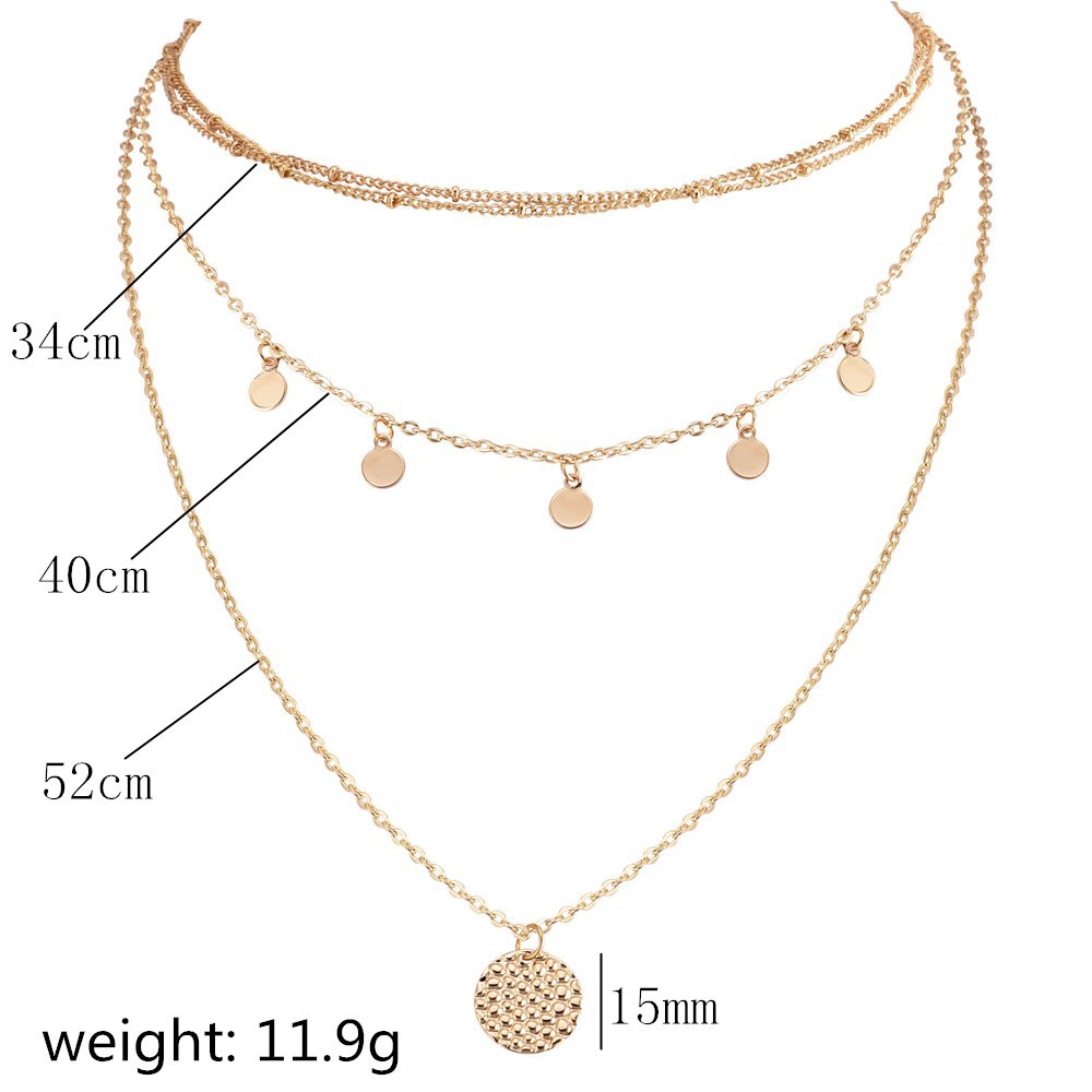 Fashion Accessories Women'S Three Layers Round Pieces Pendants Necklaces