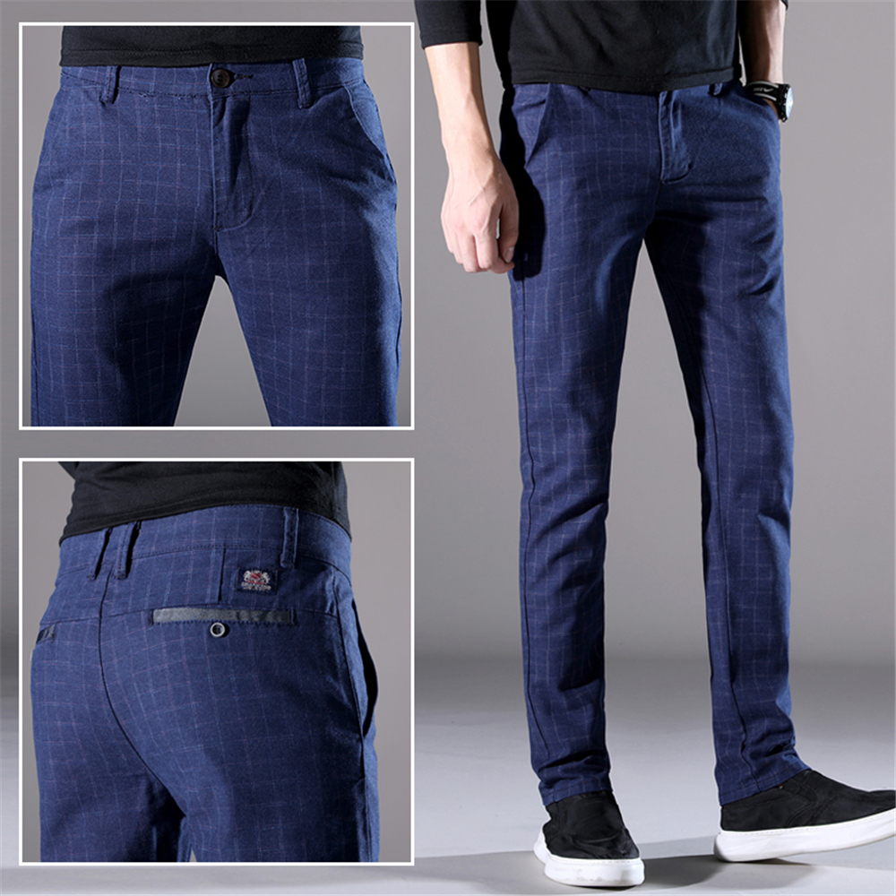 Men'S Fashion Casual Plaid Trousers Work Work Party Pants 519