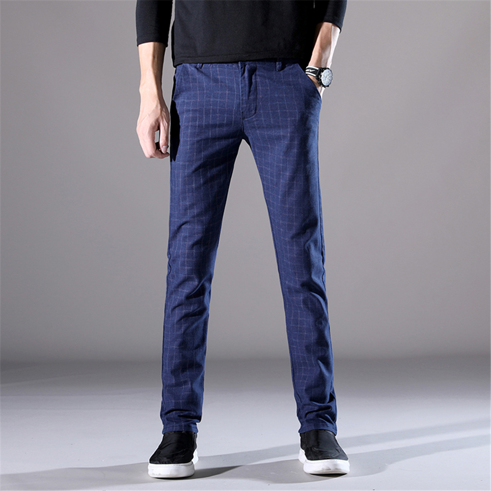 Men'S Fashion Casual Plaid Trousers Work Work Party Pants 519