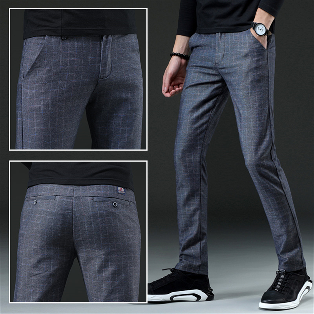 Men'S Fashion Casual Plaid Trousers Work Work Party Pants 519