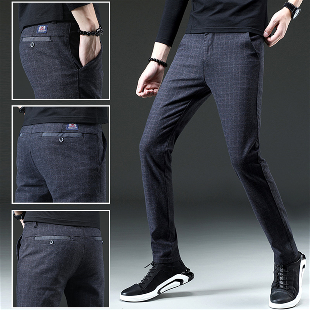 Men'S Fashion Casual Plaid Trousers Work Work Party Pants 519