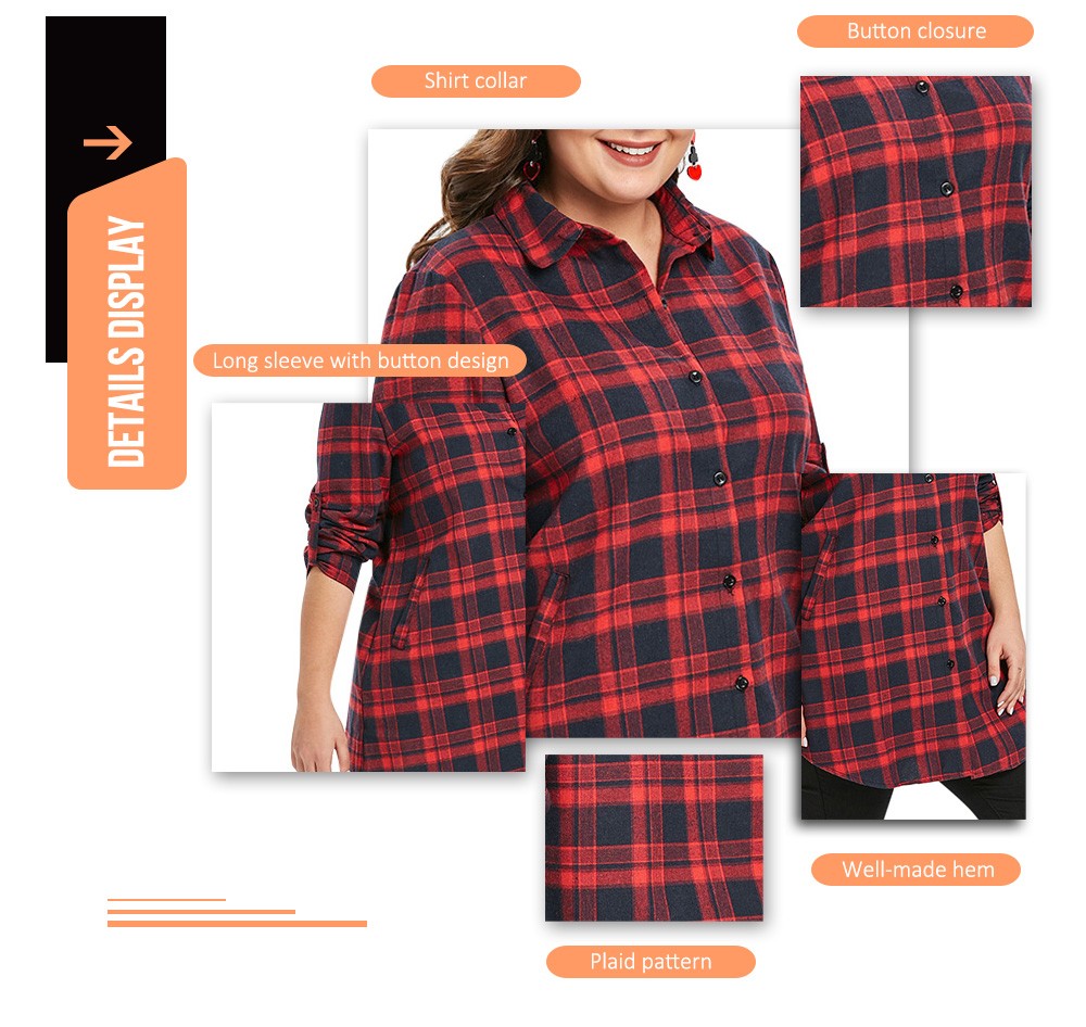 Plus Size Plaid Longline Shirt