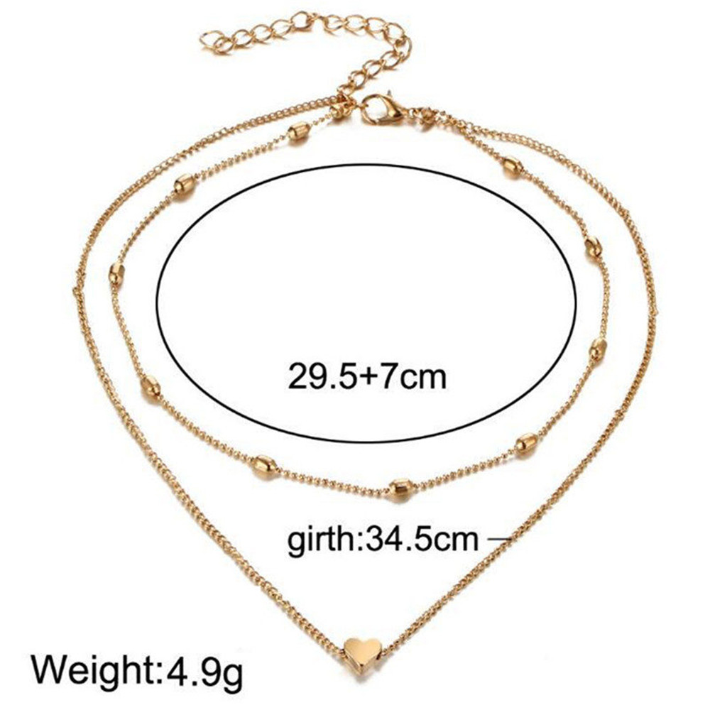 Elegant and Fashionable Women's Peach Heart Multi Layer Necklace