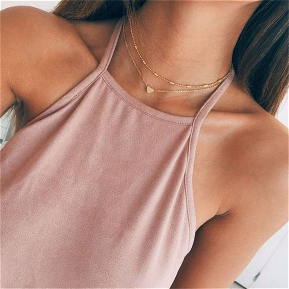 Elegant and Fashionable Women's Peach Heart Multi Layer Necklace
