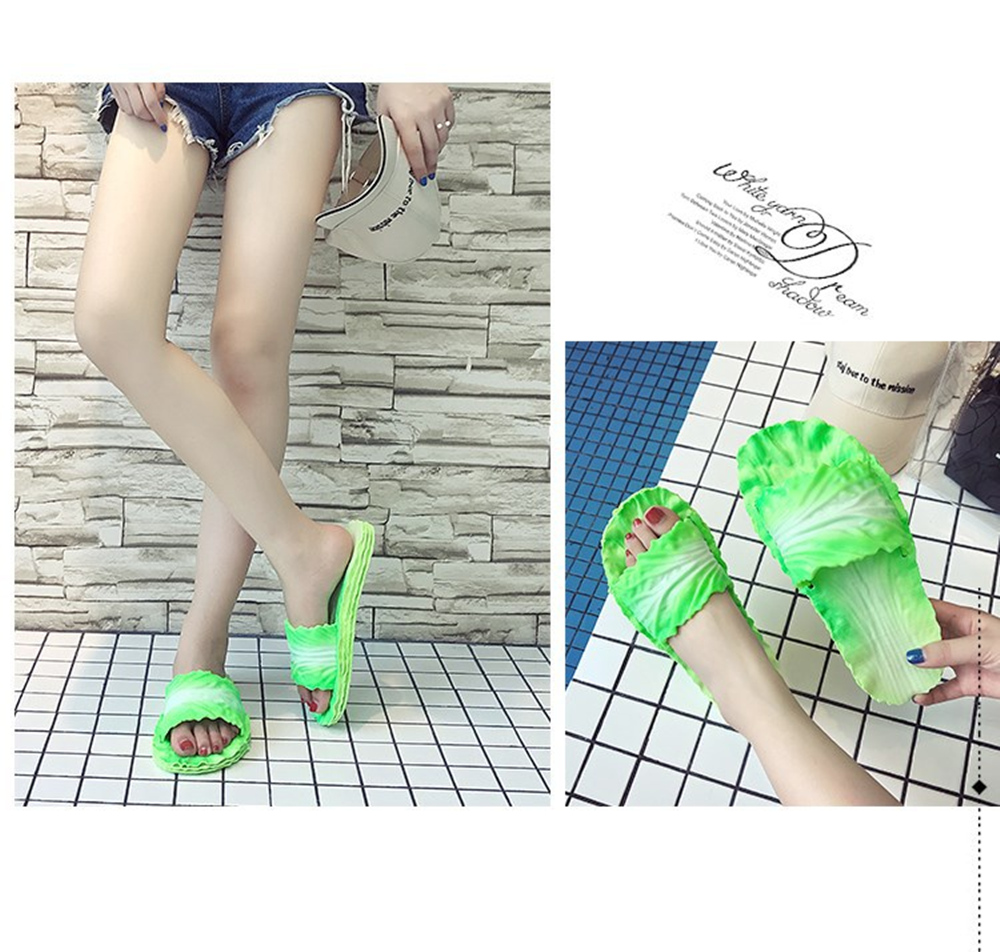 Creative Chinese Cabbage Slip-Proof Flexible Rubber Slippers By Network Celebrit