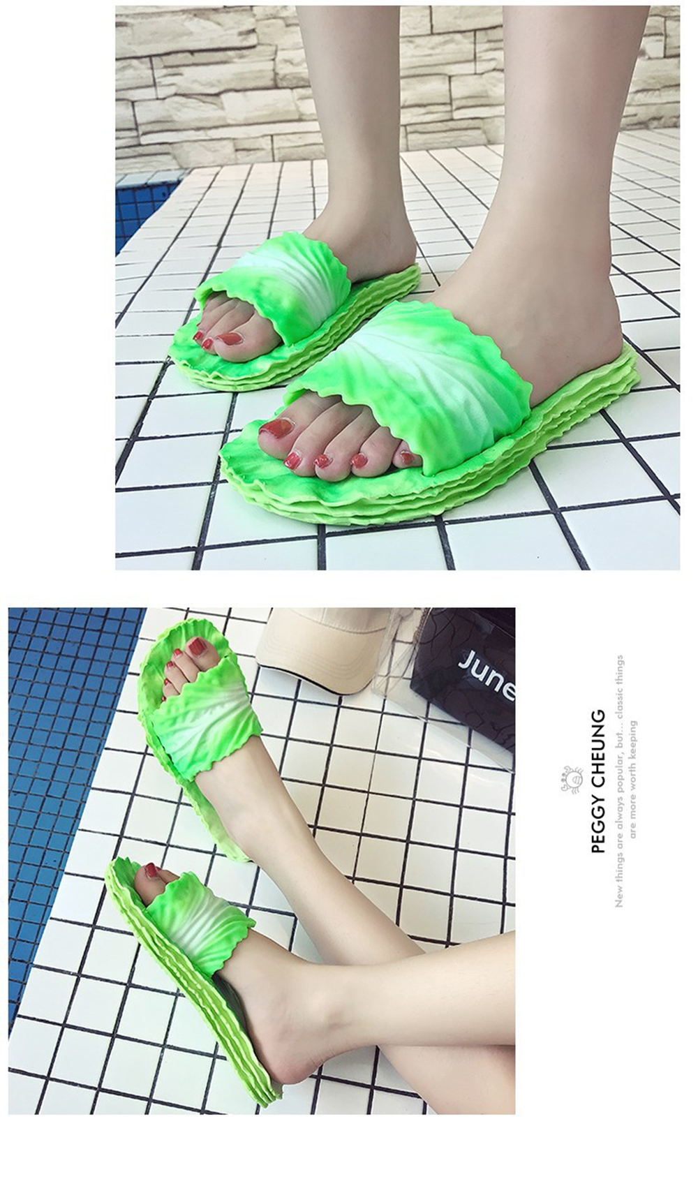 Creative Chinese Cabbage Slip-Proof Flexible Rubber Slippers By Network Celebrit