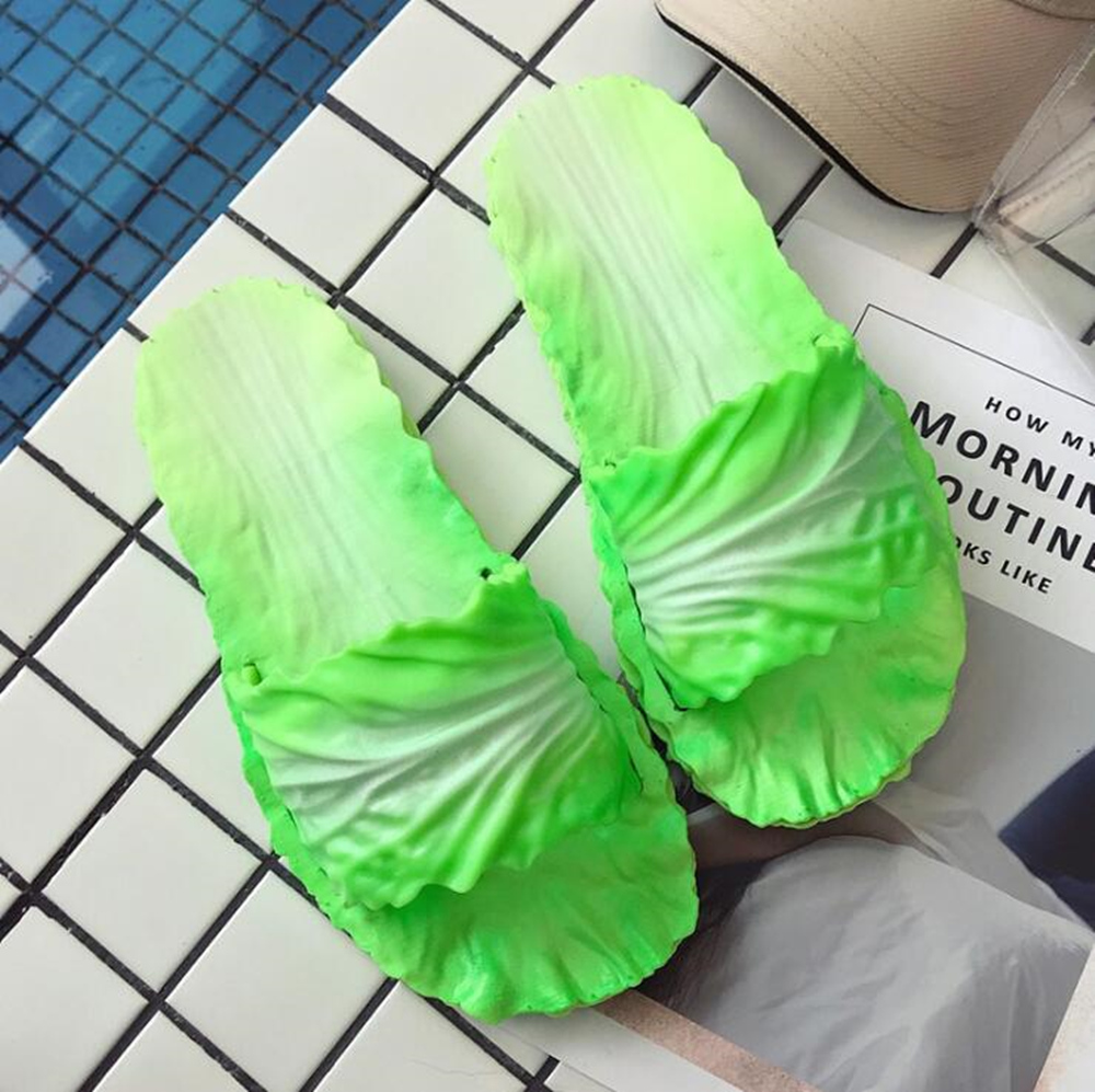 Creative Chinese Cabbage Slip-Proof Flexible Rubber Slippers By Network Celebrit