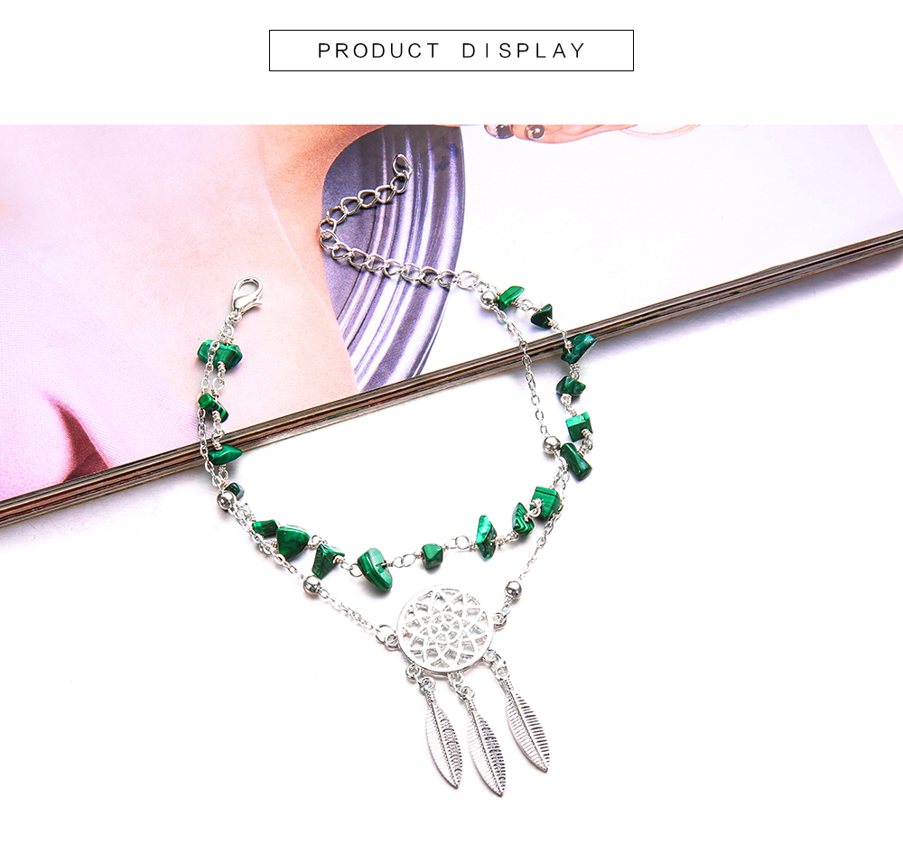 Hollow Dreamcatcher Irregular Turquoise Anklet Feather Pendant