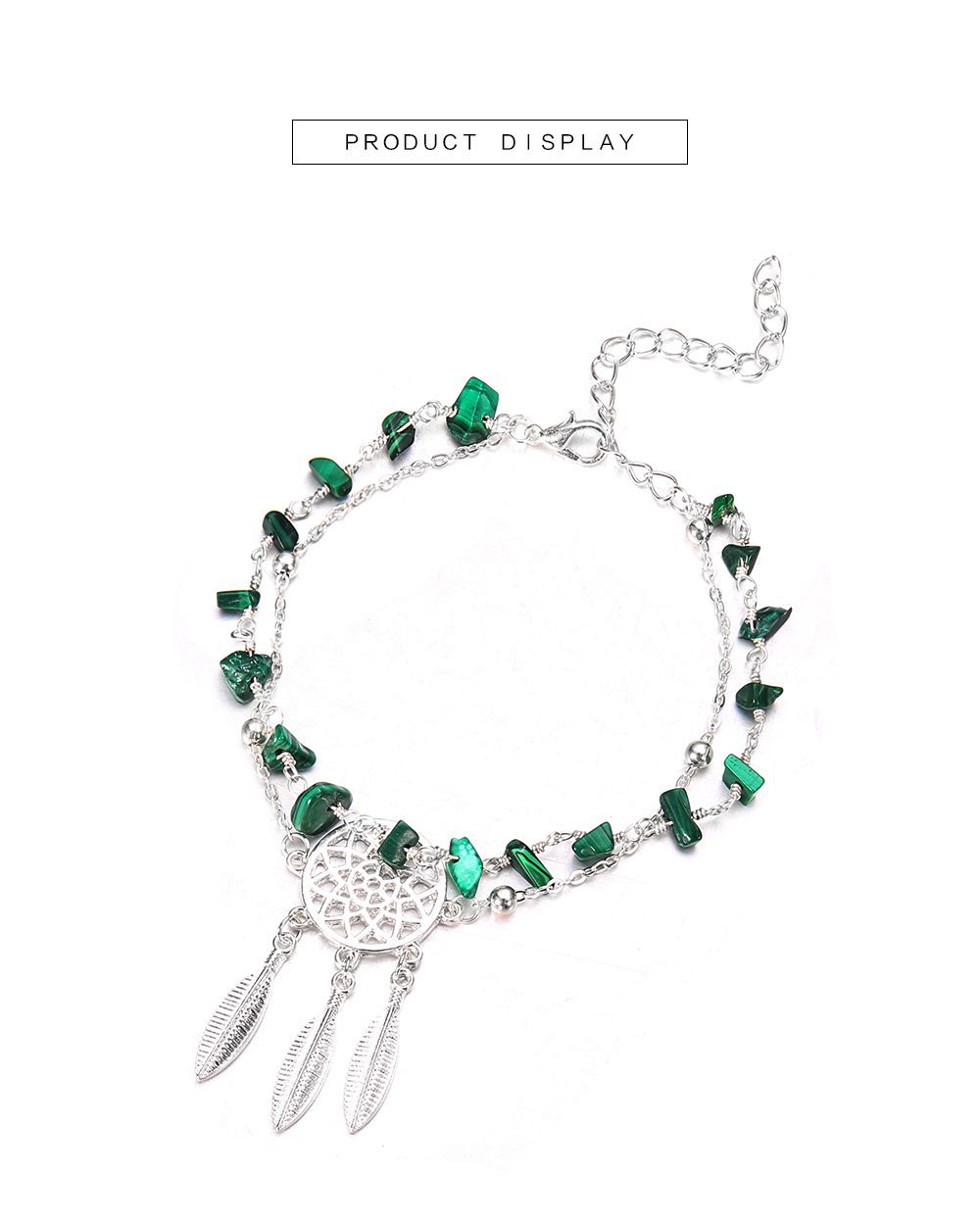 Hollow Dreamcatcher Irregular Turquoise Anklet Feather Pendant