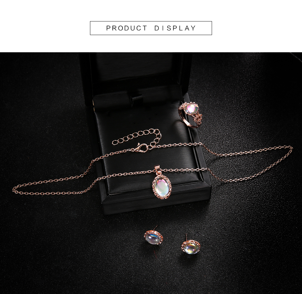 Vintage Opal Jewelry Sets For Woman Pendant Necklaces Water Drop Earrings Ring