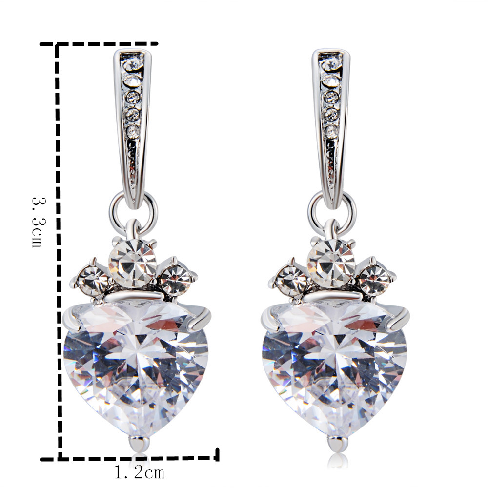 Silver-Plated and Zircon Inlaid Transparent Crystal Earrings