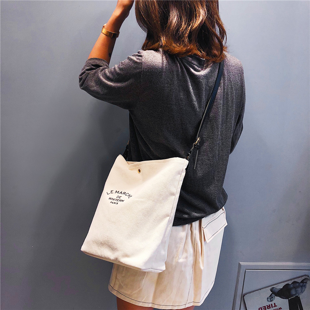 Stylish Canvas High-Capacity Single-Shoulder Straddle Bag for Ladies