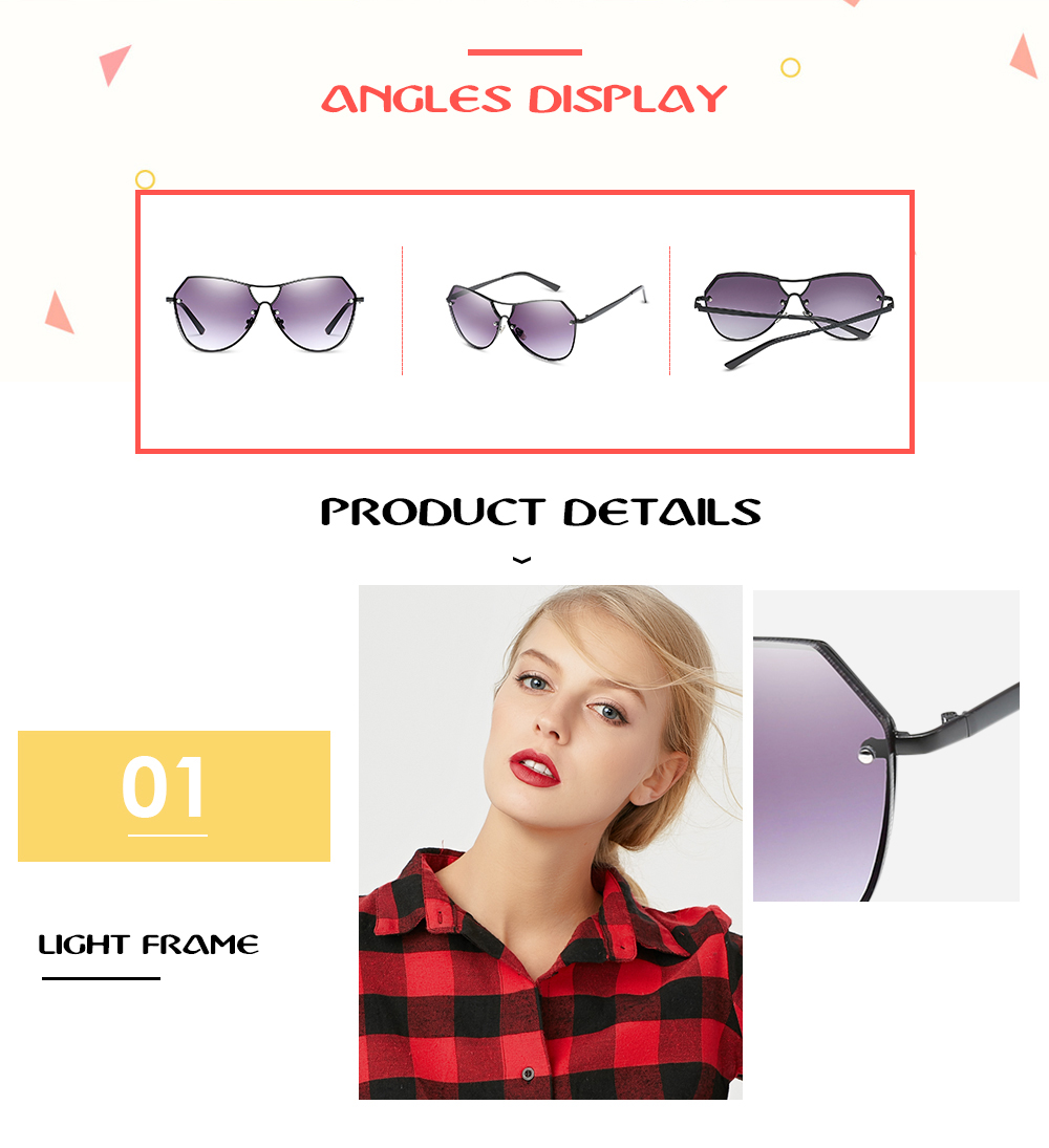 Metal Frame Sunglasses Gradient Colors Lenses