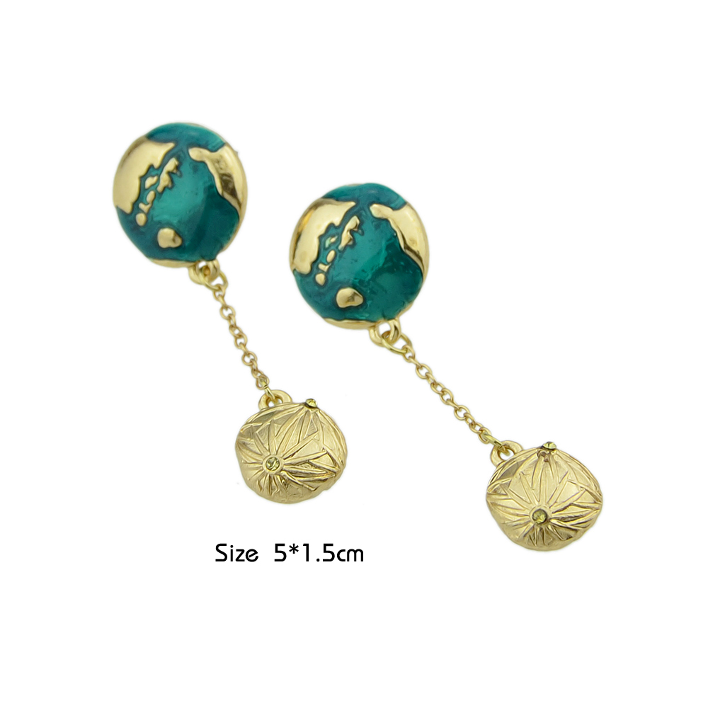 Gold-Color Chain Earth Drop Earring