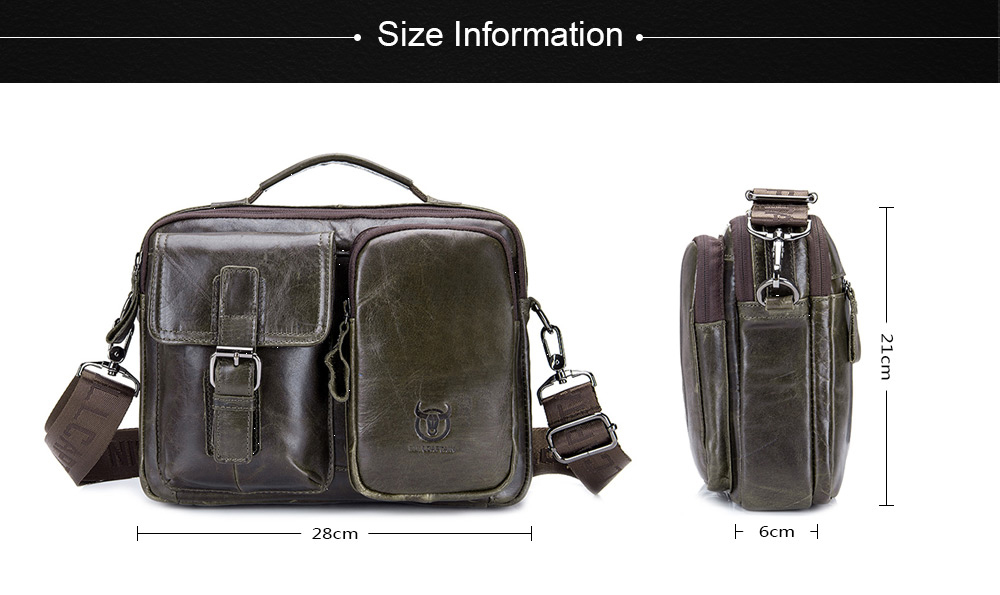 BULLCAPTAIN Men Vintage Genuine Leather Shoulder Bag