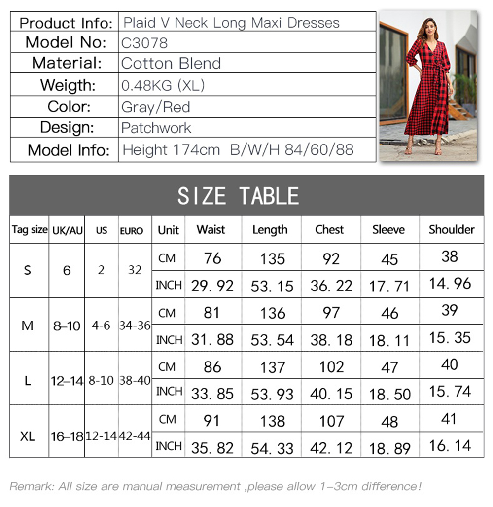 2019 Early Spring New Women'S Plaid Long-Sleeved Vintage Dress