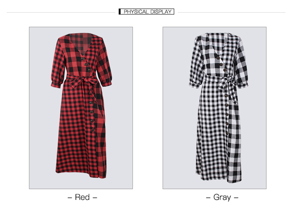 2019 Early Spring New Women'S Plaid Long-Sleeved Vintage Dress